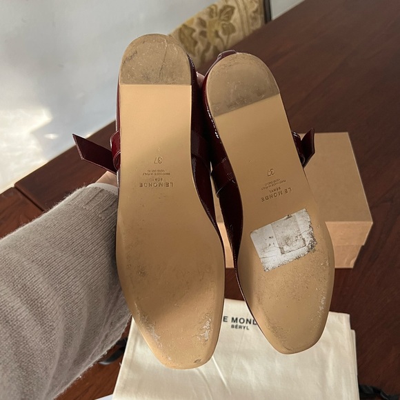 Red Flats & Loafers with Rounded Toe and Decorative Element - Picture 5 of 7